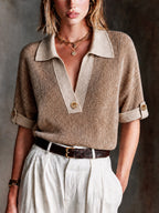 GABRIELLE | POLO-NECK COLOURBLOCK SWEATER