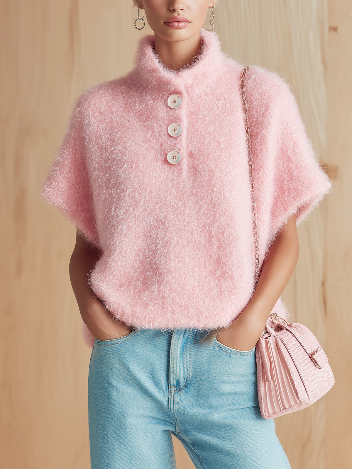 PEARL | PINK BUTTON SWEATER