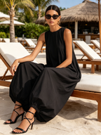 Black Sleeveless Balloon-Leg Jumpsuit With Pockets