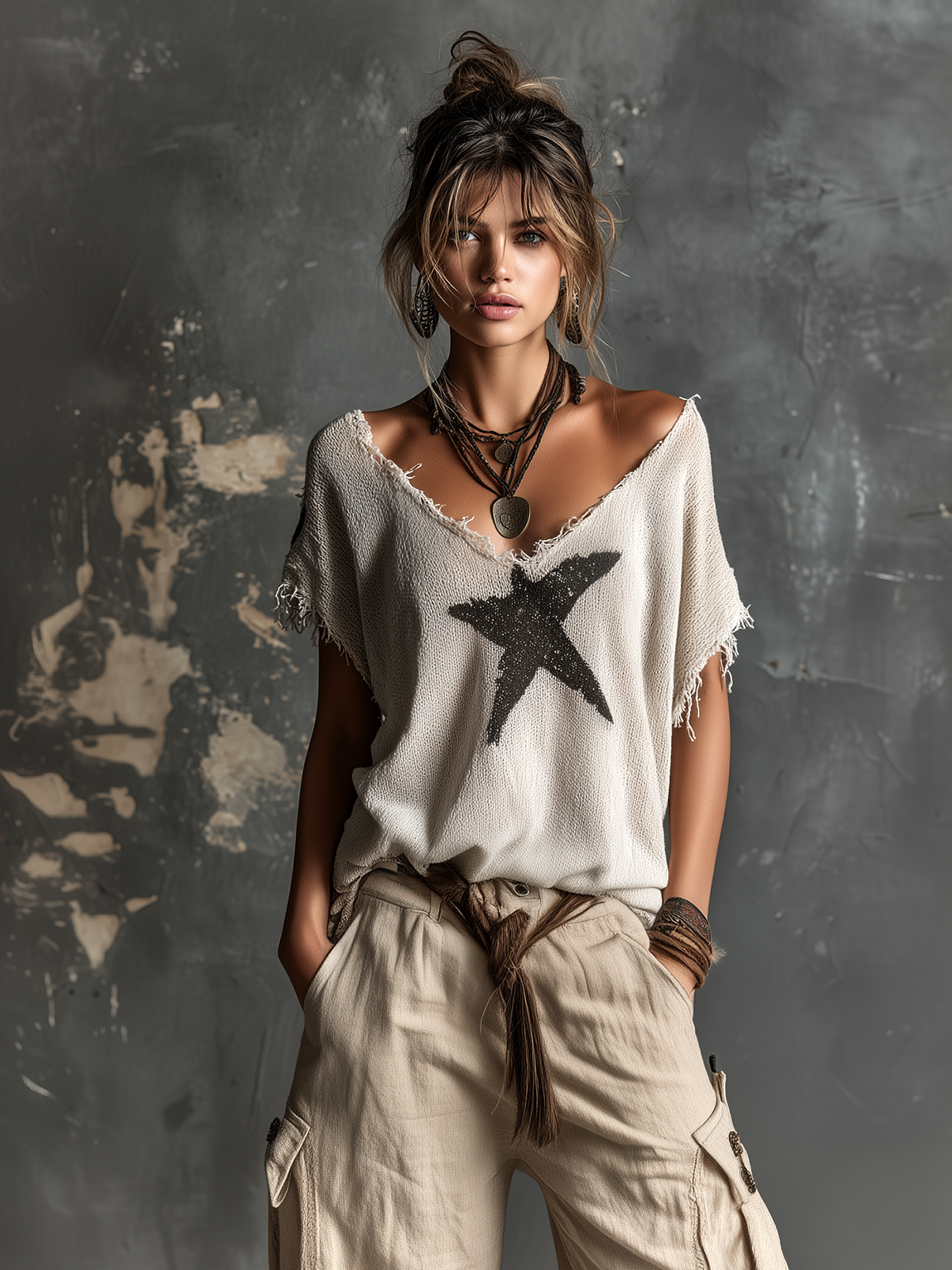SELENE | STAR-PRINT DOLMAN SWEATER