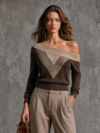 CECILIA | COLOURBLOCK OFF-SHOULDER SWEATER