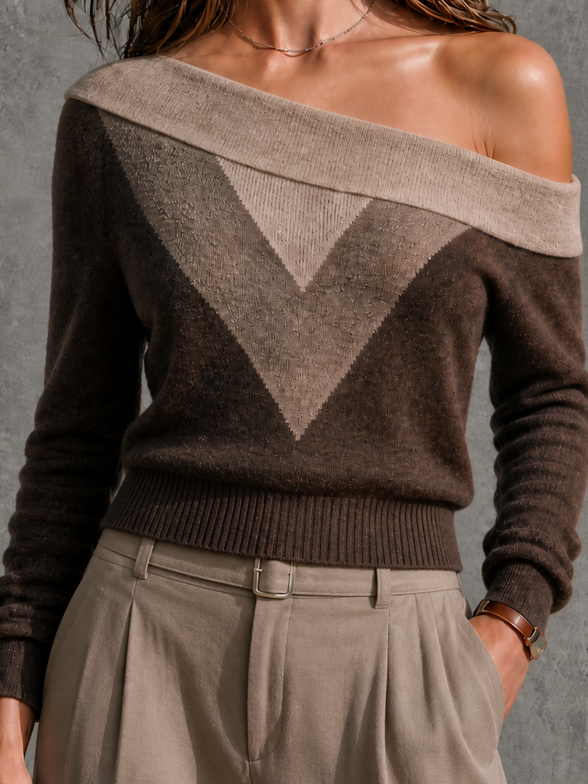 CECILIA | COLOURBLOCK OFF-SHOULDER SWEATER