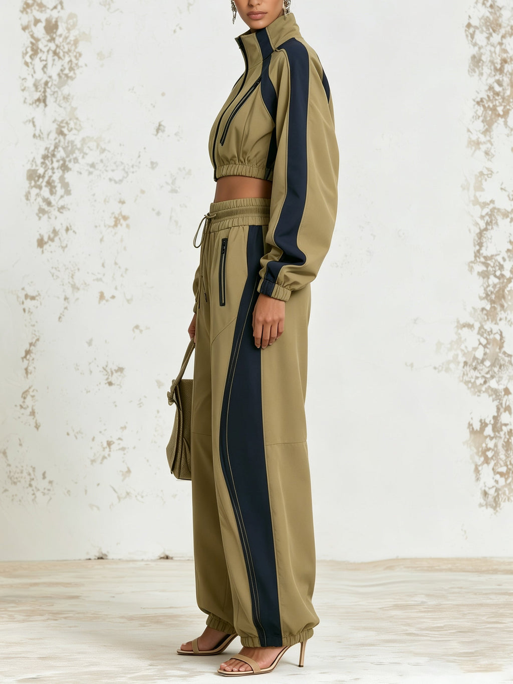 Khaki Contrast Track Set