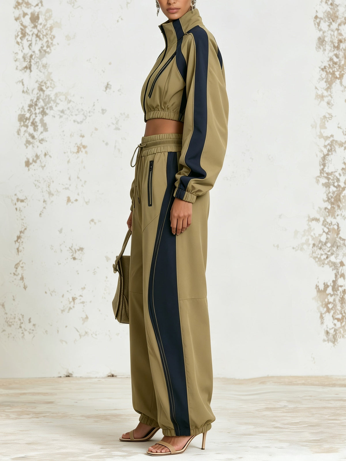 Khaki Contrast Track Set