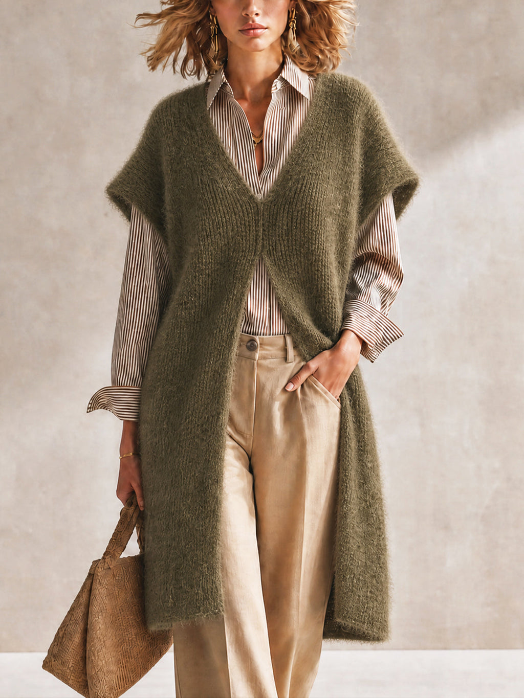 SAOIRSE | OLIVE FLUFFY VEST