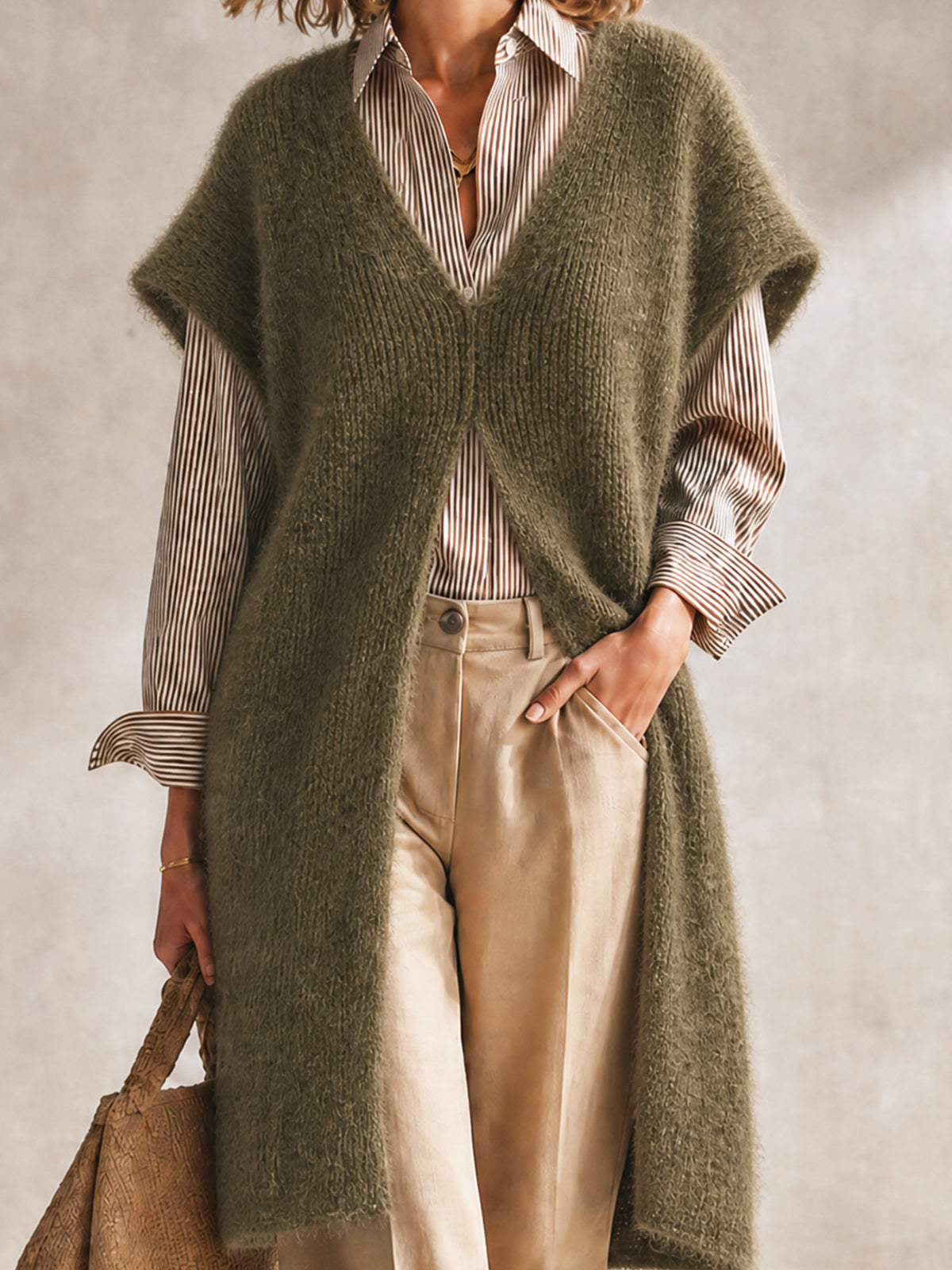 SAOIRSE | OLIVE FLUFFY VEST