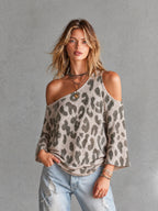 ANOUK | LEOPARD COLD-SHOULDER SWEATER