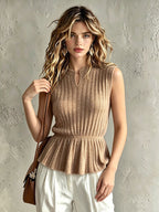 LILIANE | RUFFLE-HEM RIBBED VEST