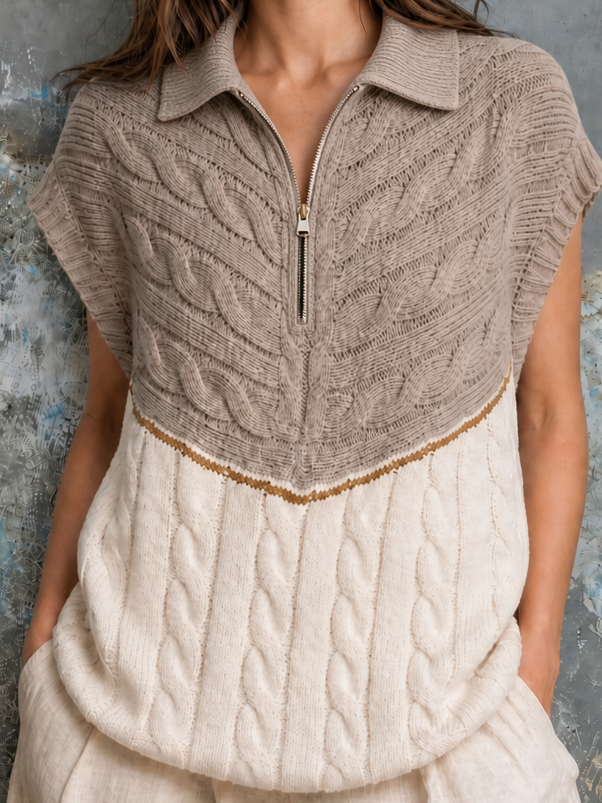 AURELIA | HALF-ZIP CABLE VEST