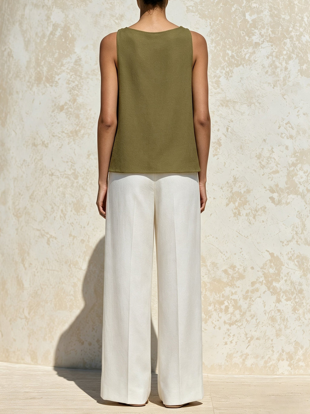 Minimalist Draped Halter Top & Wide-Leg Pants Set – Elegant Summer Two-Piece Outfit