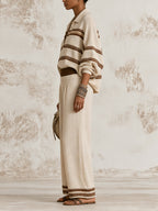 Elegant Striped Knit Two-Piece Set | Relaxed Resort Chic Outfit