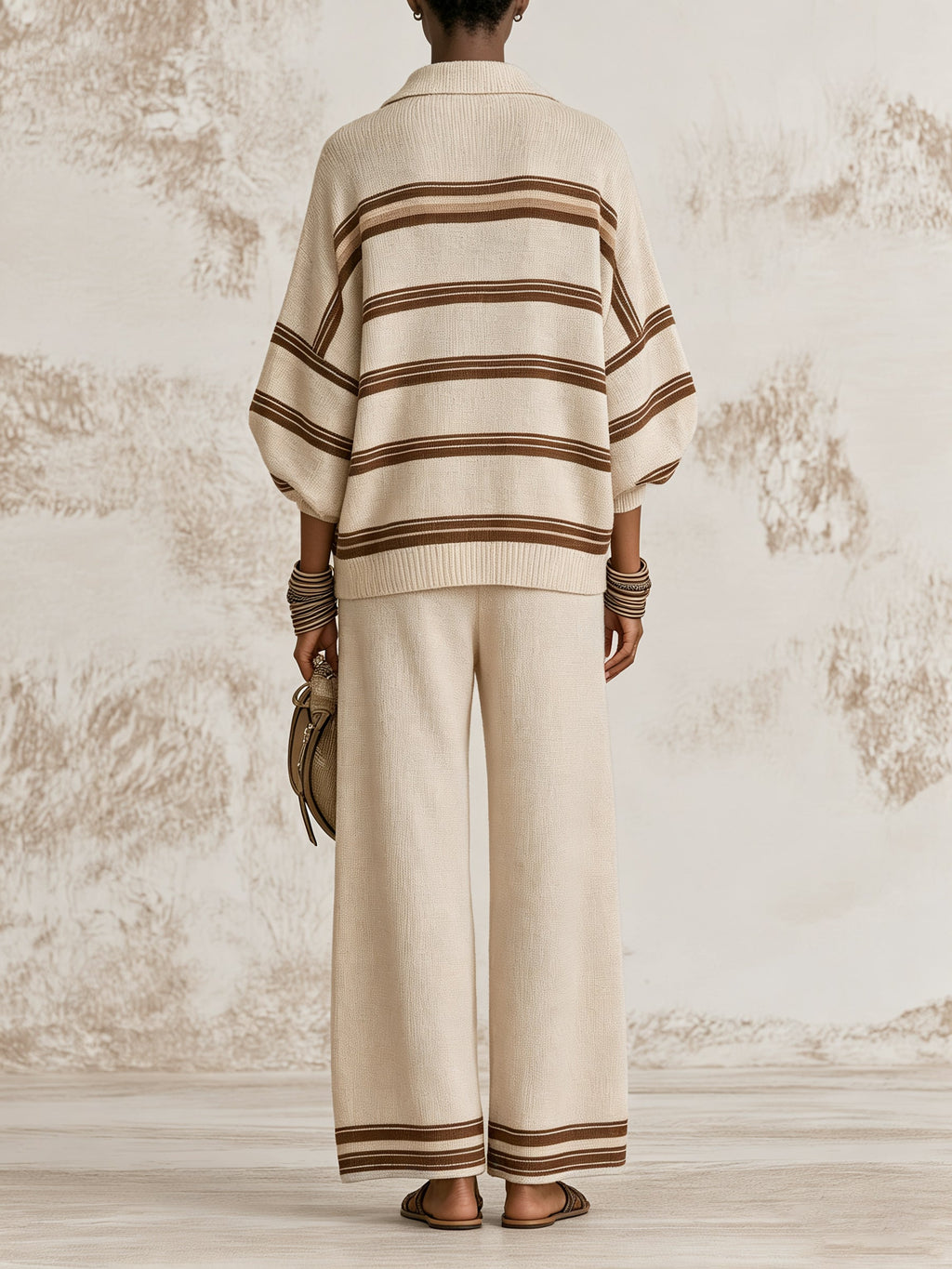 Elegant Striped Knit Two-Piece Set | Relaxed Resort Chic Outfit