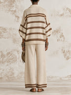 Elegant Striped Knit Two-Piece Set | Relaxed Resort Chic Outfit