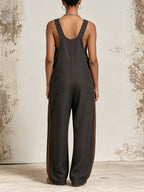 Dark Contrast Orange Trim Oversized Sling Jumpsuit Casual Loose Bib Overall Jumpsuit