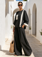 Color Block Linen Two-Piece Co-Ord Set
