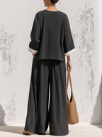 Color Block Linen Two-Piece Co-Ord Set