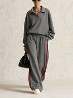 Contrast Stripe Lounge Set – Modern Minimalist Comfort