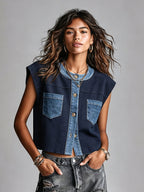 EMILIA | DENIM-PATCH VEST