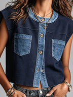 EMILIA | DENIM-PATCH VEST