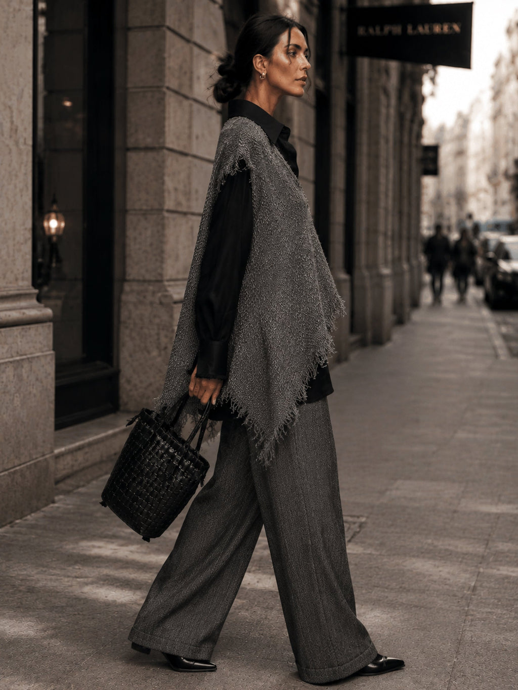 Women's Oversized Asymmetric Fringe Knit Vest Set – Luxury Minimalist Layered Streetwear Outfit