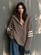 THEODORA | BROWN STRIPE RIBBED SWEATER