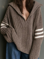 THEODORA | BROWN STRIPE RIBBED SWEATER