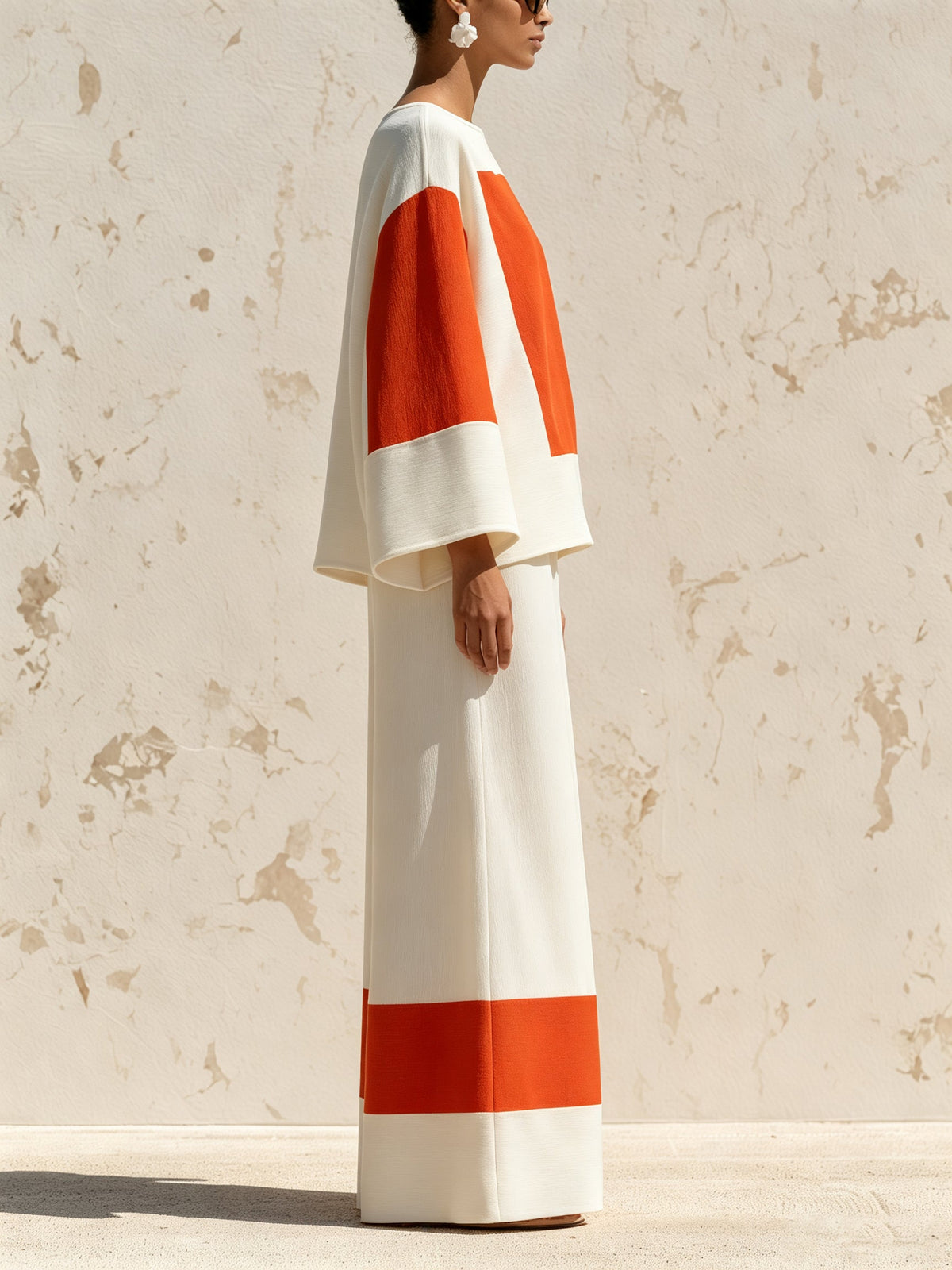 Women’s Color Block Wide Leg Set – Minimalist Top & Palazzo Pants Co-Ord