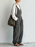 Casual Utility Overalls With Inner Top