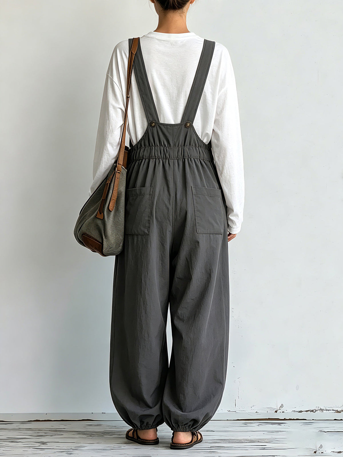 Casual Utility Overalls With Inner Top