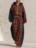 Plaid Hooded Two-Piece Set