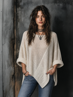 WINIFRED | OFF-WHITE ASYMMETRIC SWEATER