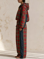 Plaid Hooded Two-Piece Set