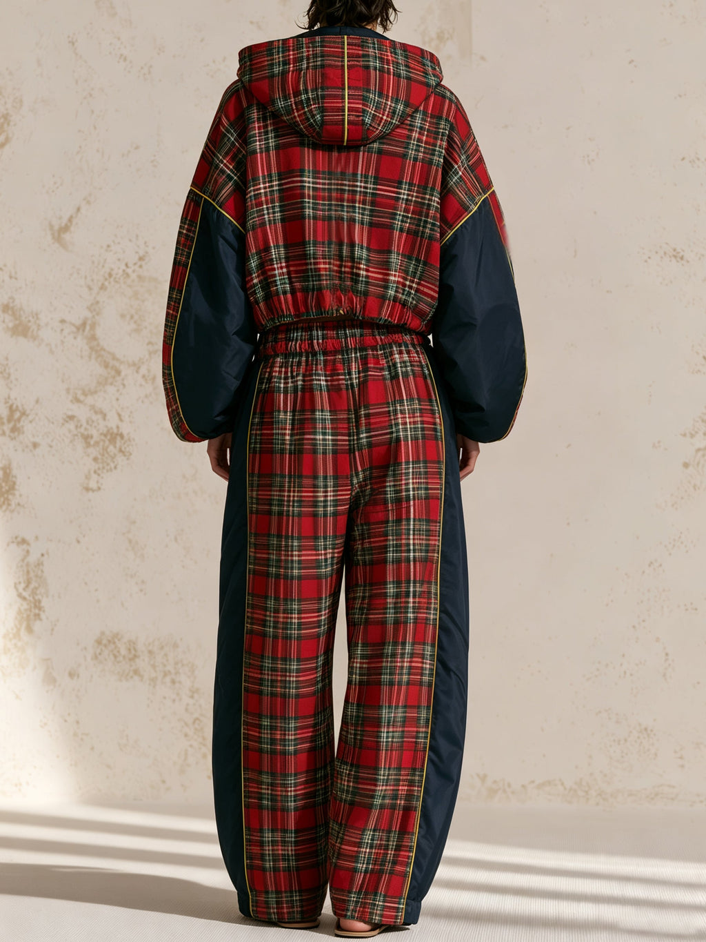 Plaid Hooded Two-Piece Set