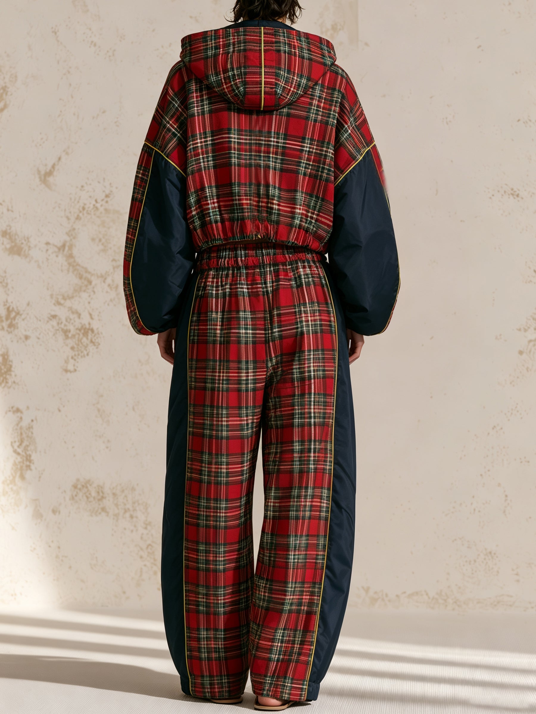 Plaid Hooded Two-Piece Set