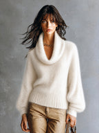 MARION | CREAM COWL MOHAIR SWEATER