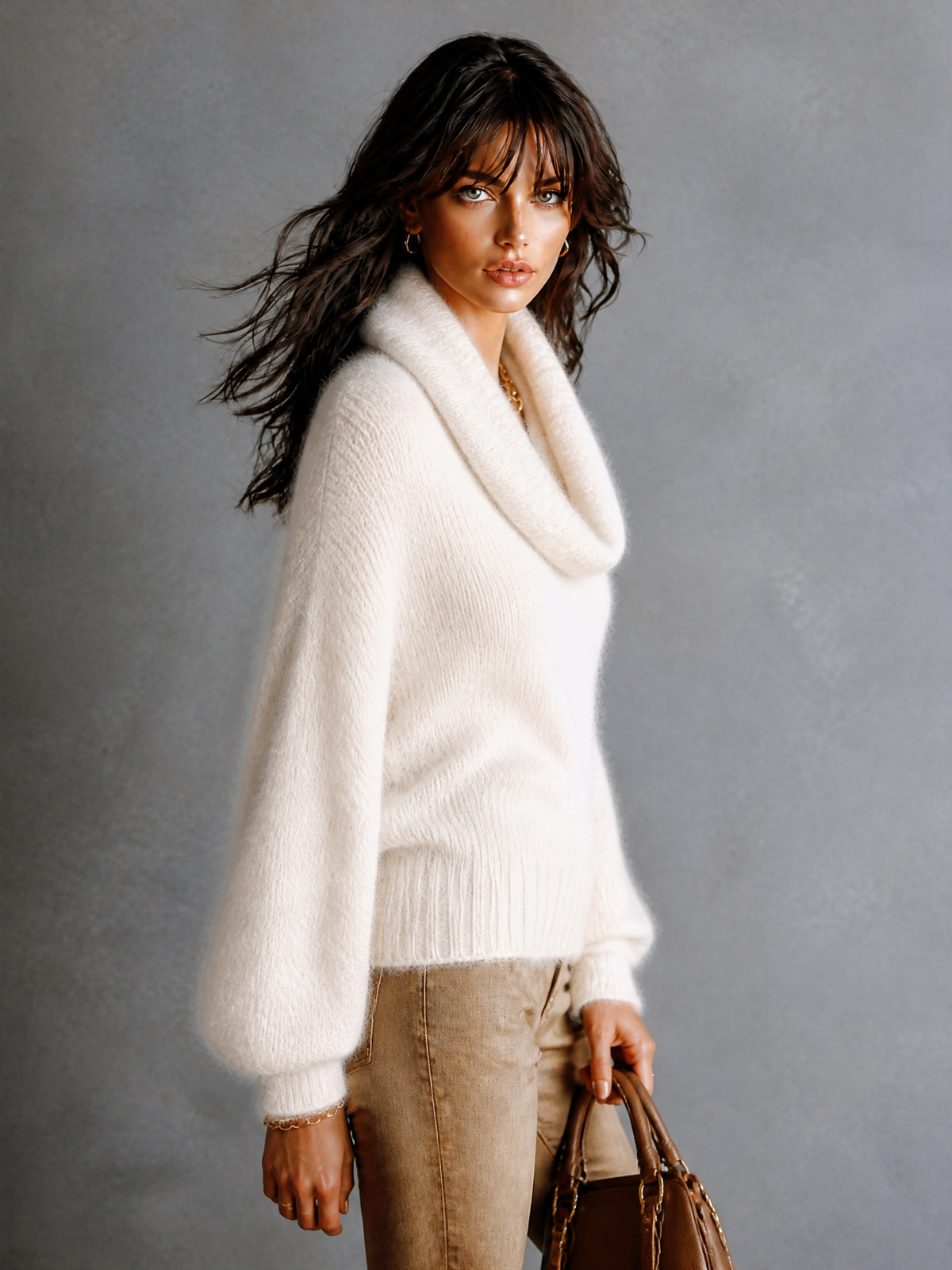 MARION | CREAM COWL MOHAIR SWEATER