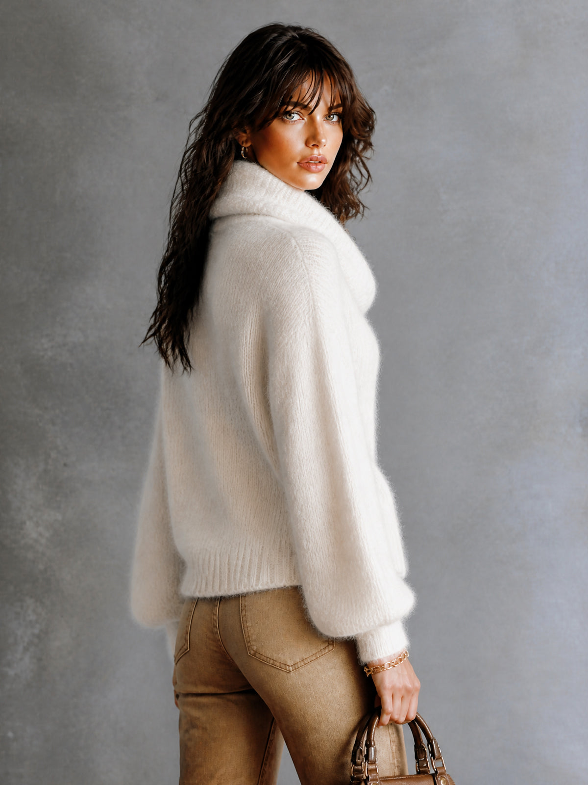 MARION | CREAM COWL MOHAIR SWEATER