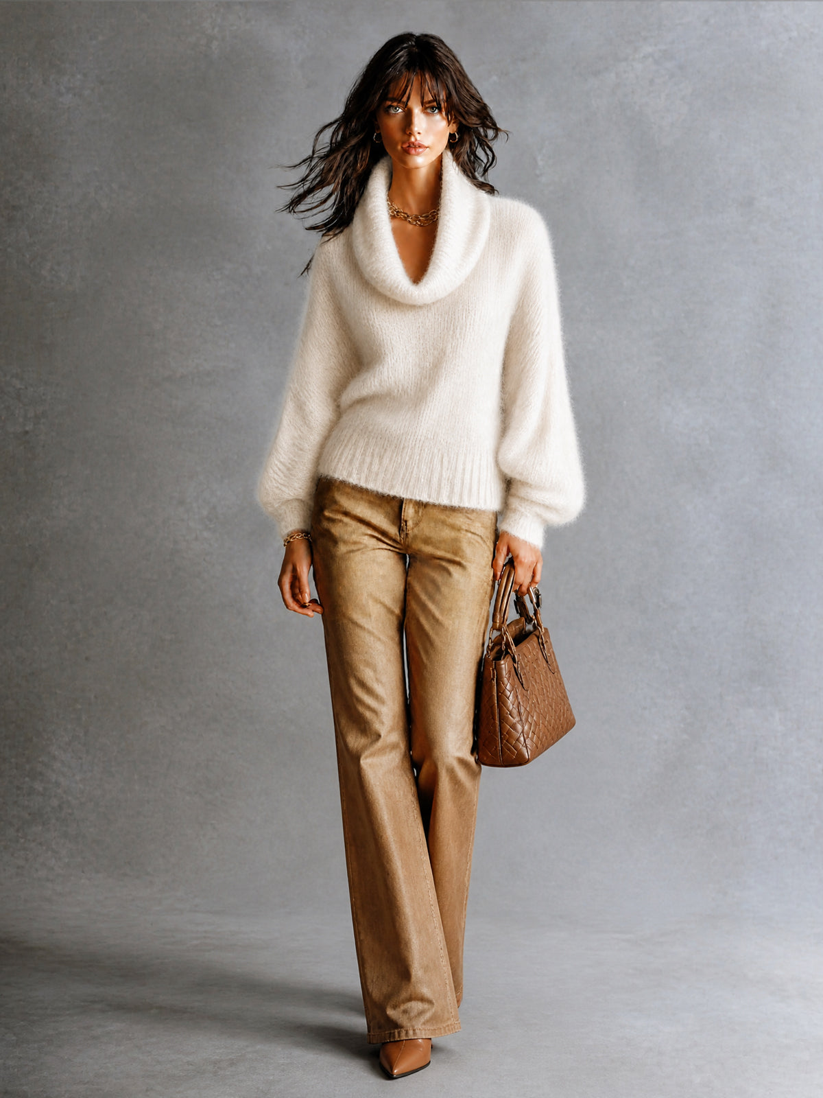 MARION | CREAM COWL MOHAIR SWEATER
