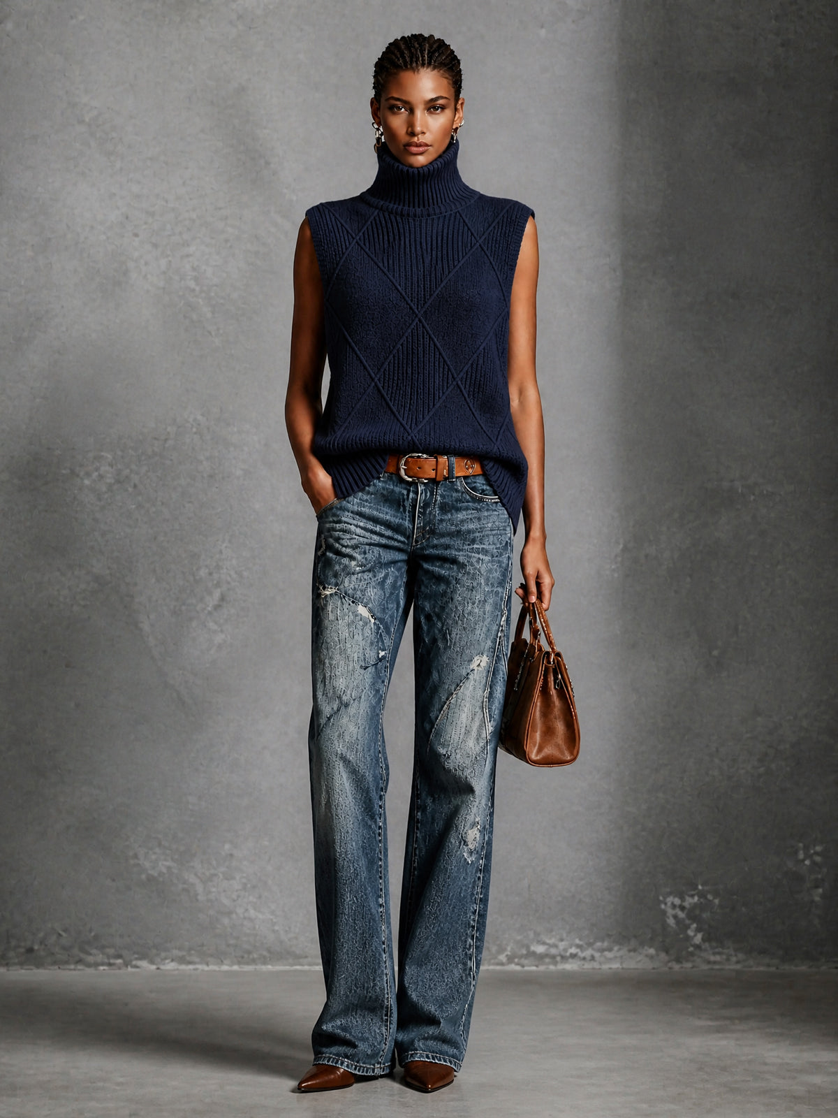 ONDINE | ARGYLE JACQUARD VEST