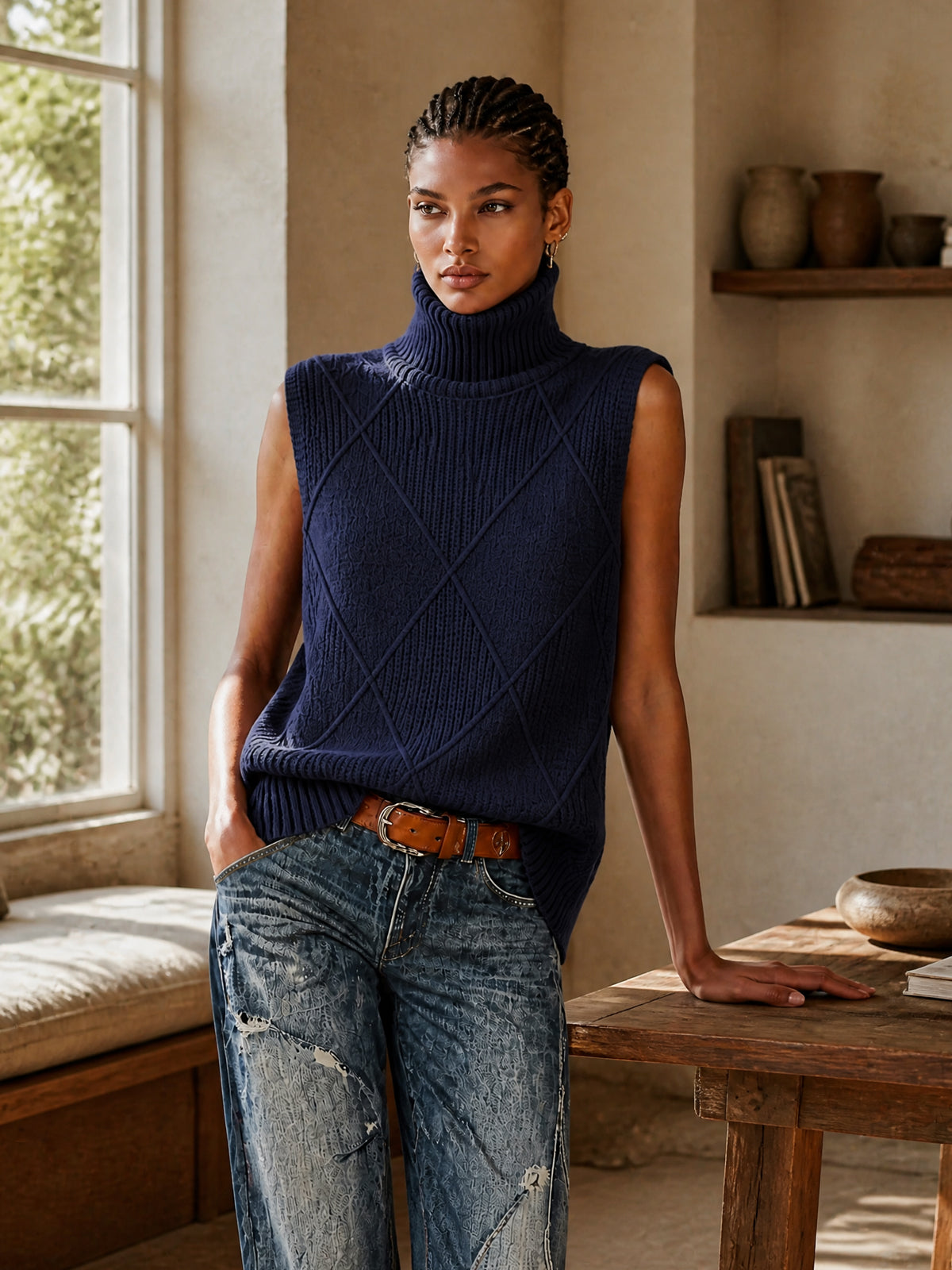 ONDINE | ARGYLE JACQUARD VEST
