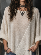 WINIFRED | OFF-WHITE ASYMMETRIC SWEATER