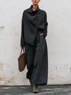 Draped Collar Two‑Piece Set