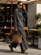 Draped Collar Two‑Piece Set