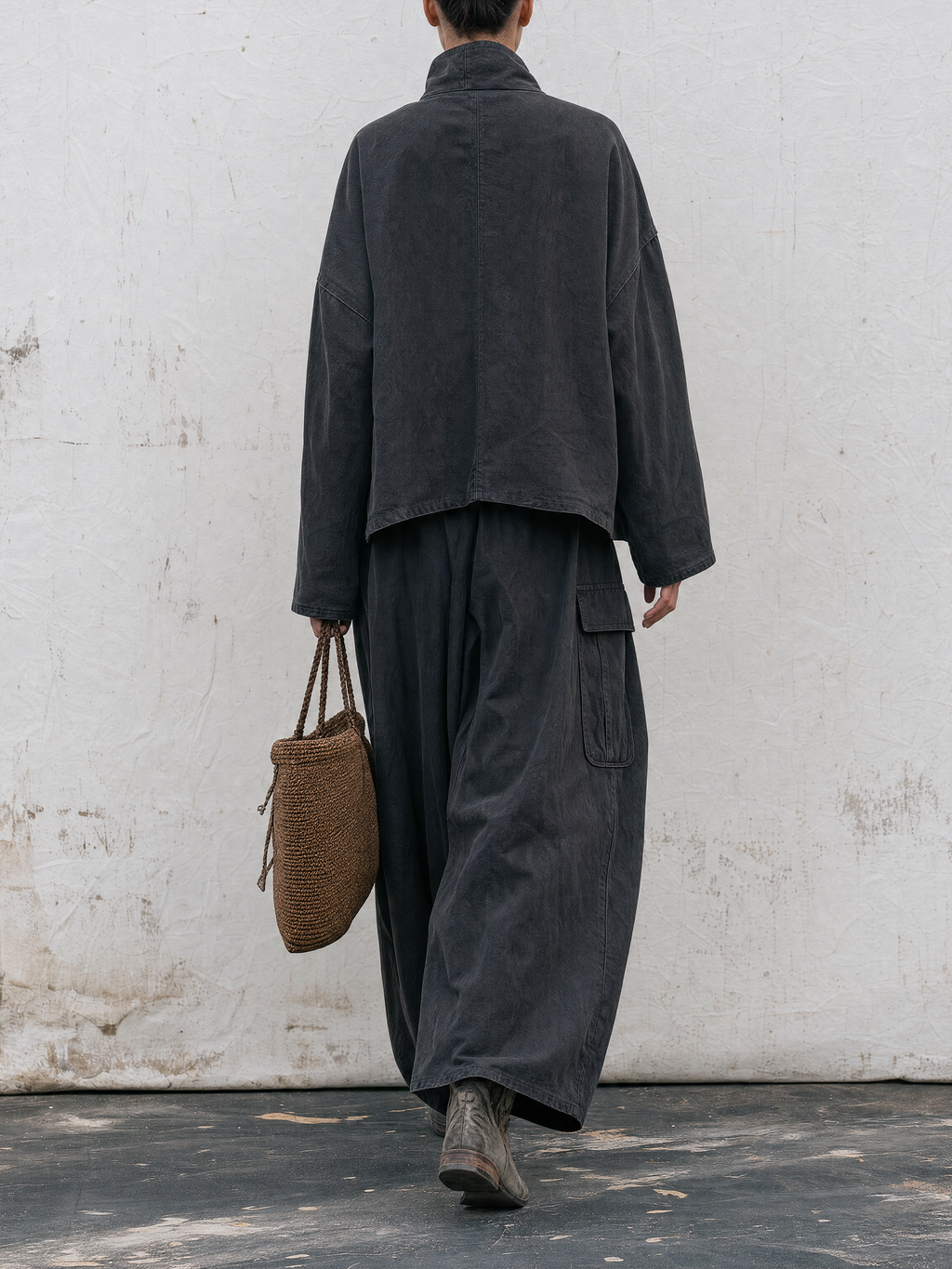 Draped Collar Two‑Piece Set