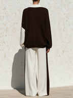 Chocolate Brown & Cream Contrast Knit Set