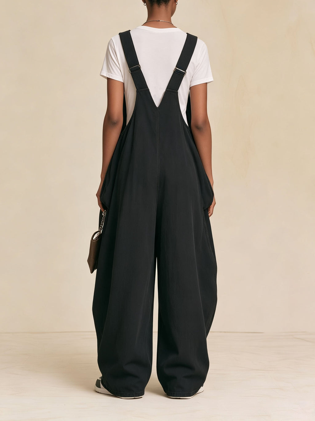 Oversized Wide‑Leg Denim Jumpsuit Overall With Multi Pockets