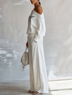 Elegant One-Shoulder Sequin Star Knit Sweater – Chic Oversized Knitted Statement Top