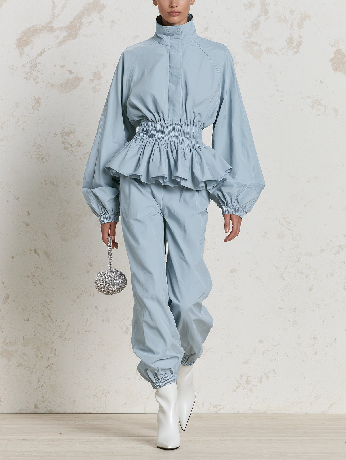 Ruffle Waist Lightweight Jacket & Jogger Set