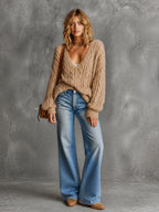 LEONA | CAMEL CABLE-KNIT SWEATER