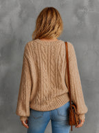 LEONA | CAMEL CABLE-KNIT SWEATER